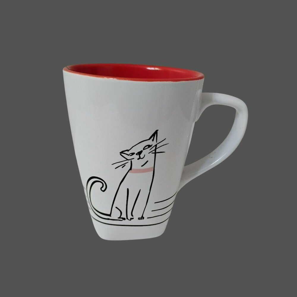 Hallmark Kitten Mug, Red Orange Inside, Cat Lady Gift, Animal Lover Coffee Cup